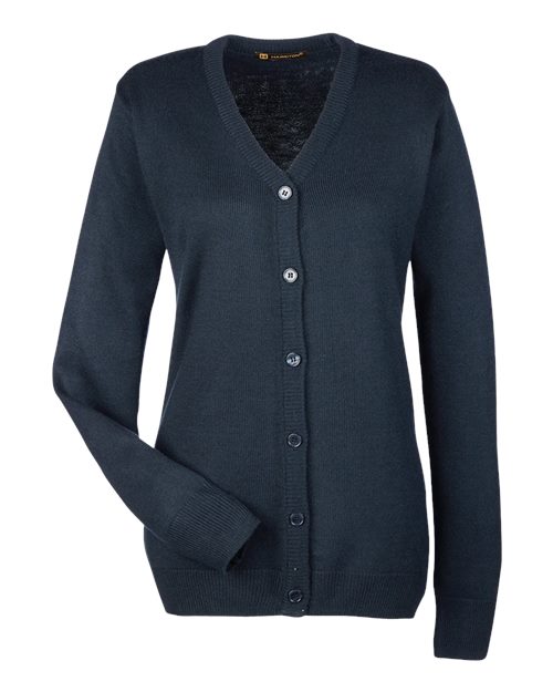 Harriton Chandail cardigan boutonné à col en V Pilbloc™ pour femmes