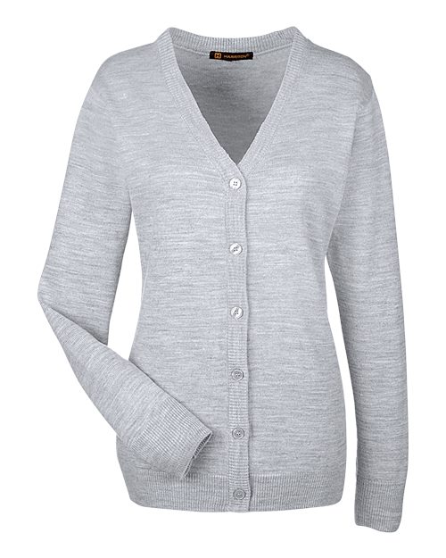 Harriton Chandail cardigan boutonné à col en V Pilbloc™ pour femmes