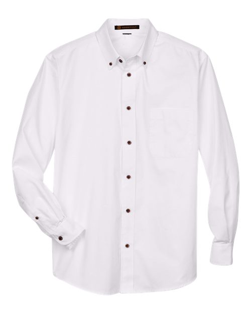 Harriton Chemise en sergé à manches longues avec antitache Easy Blend™