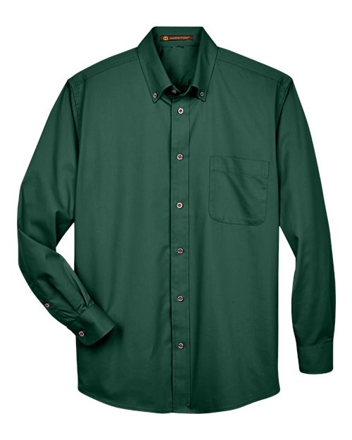 Harriton Chemise en sergé à manches longues avec antitache Easy Blend™
