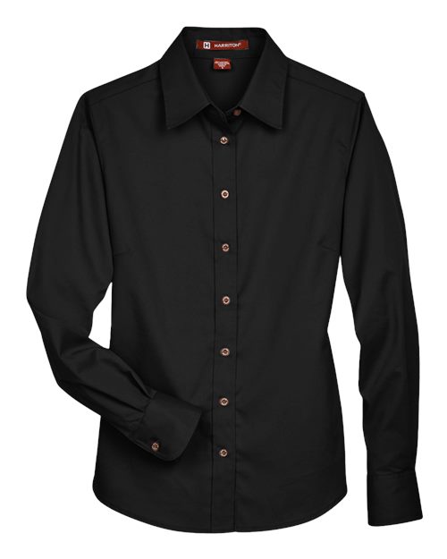 Harriton Women's Easy Blend™ Long Sleeve Twill Dress Shirt with Stain-Release