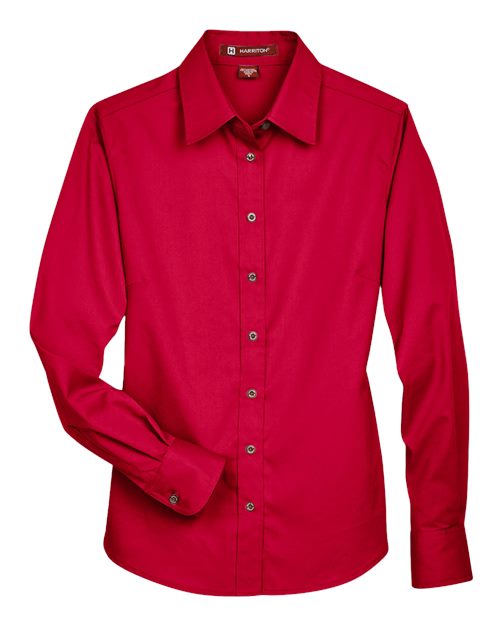 Harriton Chemise en sergé à manches longues avec antitache Easy Blend™ pour femmes