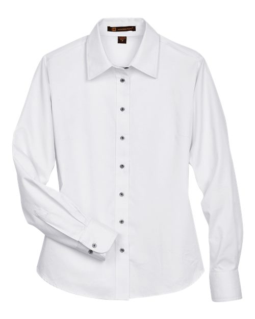 Harriton Women's Easy Blend™ Long Sleeve Twill Dress Shirt with Stain-Release