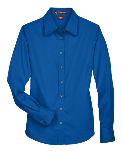 Harriton Chemise en sergé à manches longues avec antitache Easy Blend™ pour femmes