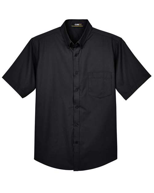 CORE365 Chemise en sergé à manches courtes Optimum à torse long (Noir-5XLT)