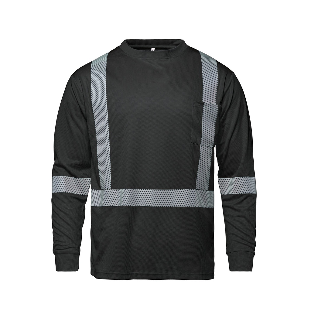 Long Sleeve Hi-VIS T-Shirt with Segmented Stripes