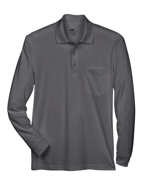 CORE365 Polo piqué à manches longues avec poche Pinnacle Performance