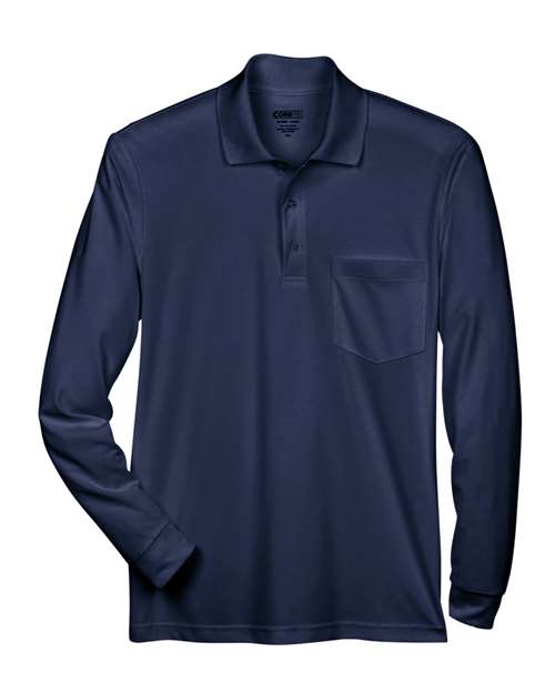 CORE365 Polo piqué à manches longues avec poche Pinnacle Performance