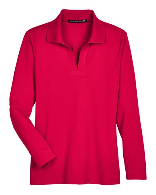 Devon & Jones Polo à manches longues tressé CrownLux Performance® pour femmes