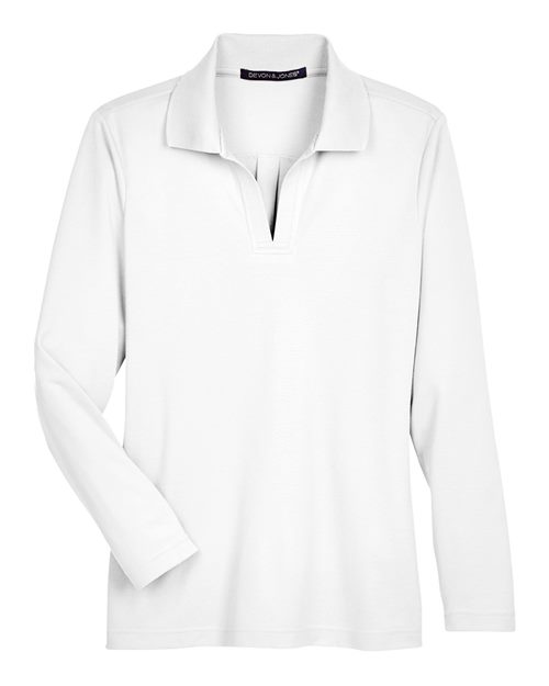 Devon & Jones Women's CrownLux Performance® Plaited Long Sleeve Polo