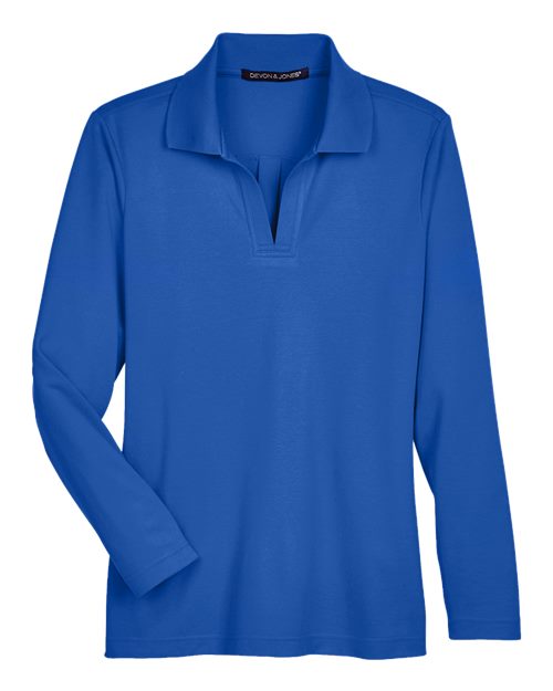 Devon & Jones Women's CrownLux Performance® Plaited Long Sleeve Polo
