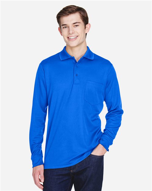 CORE365 Polo piqué à manches longues avec poche Pinnacle Performance