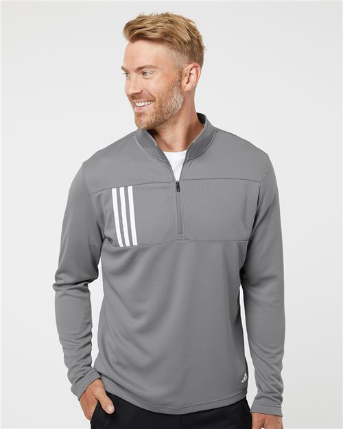 [UA482] Adidas Chandail 3 bandes et glissière un quart